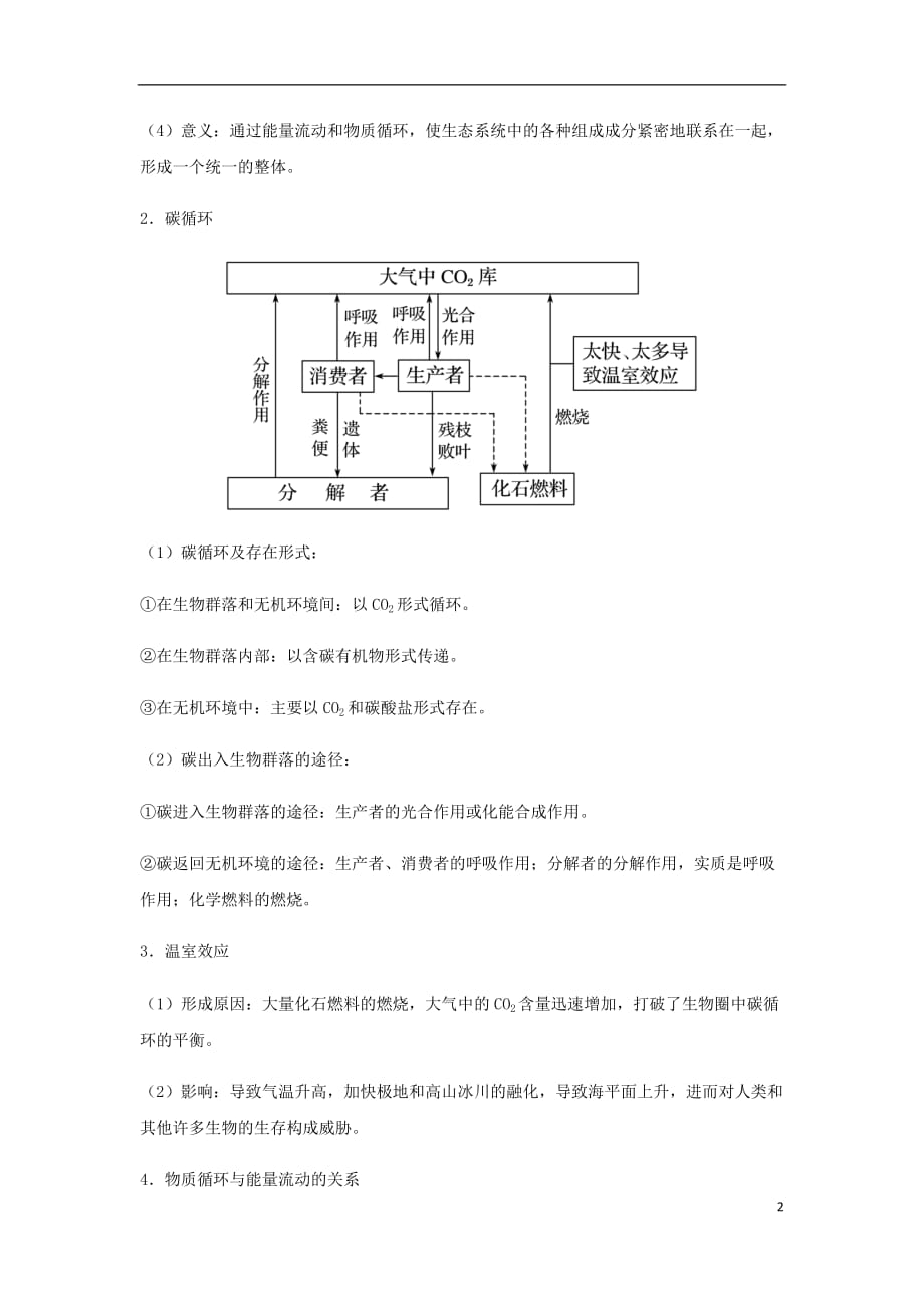 高考生物总复习《生态系统的物质循环、信息传递与稳定性》专题突破学案_第2页