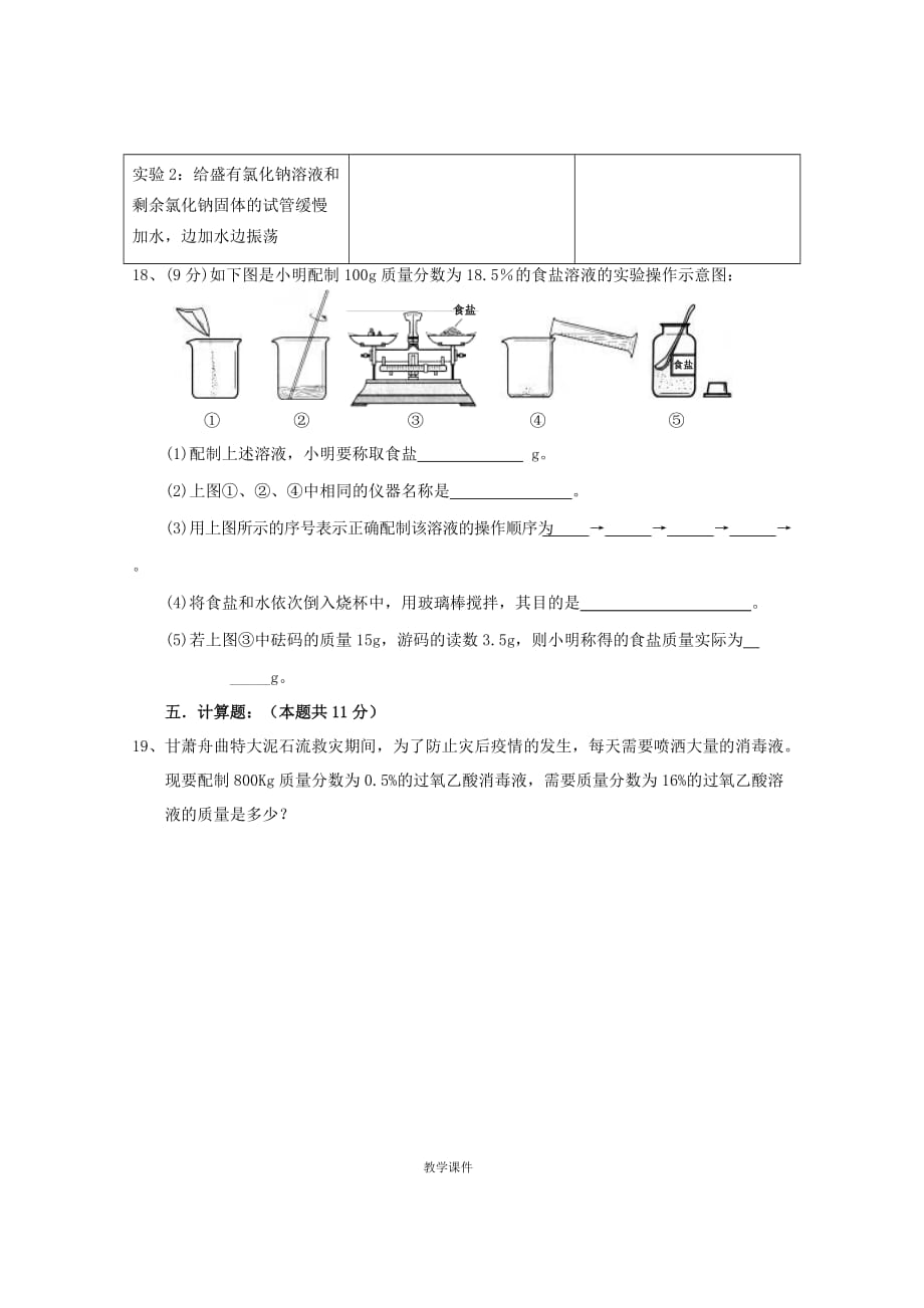 九年级化学下册-第九单元-溶液单元综合测试题-(新版)新人教版_第4页