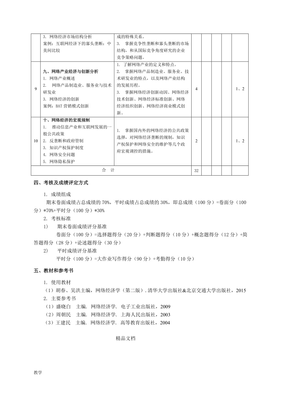 网络经济学课堂教学大纲.doc_第3页