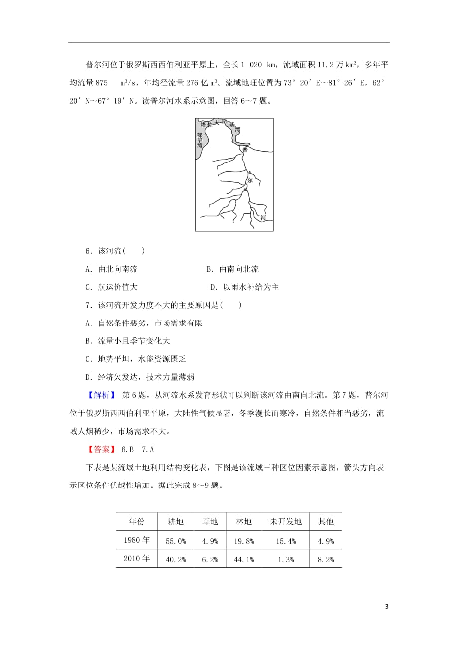 高考地理总复习第十四章区域自然资源综合开发利用3_14_3微专题——河流特征及综合开发课下限时集训新人教版_第3页