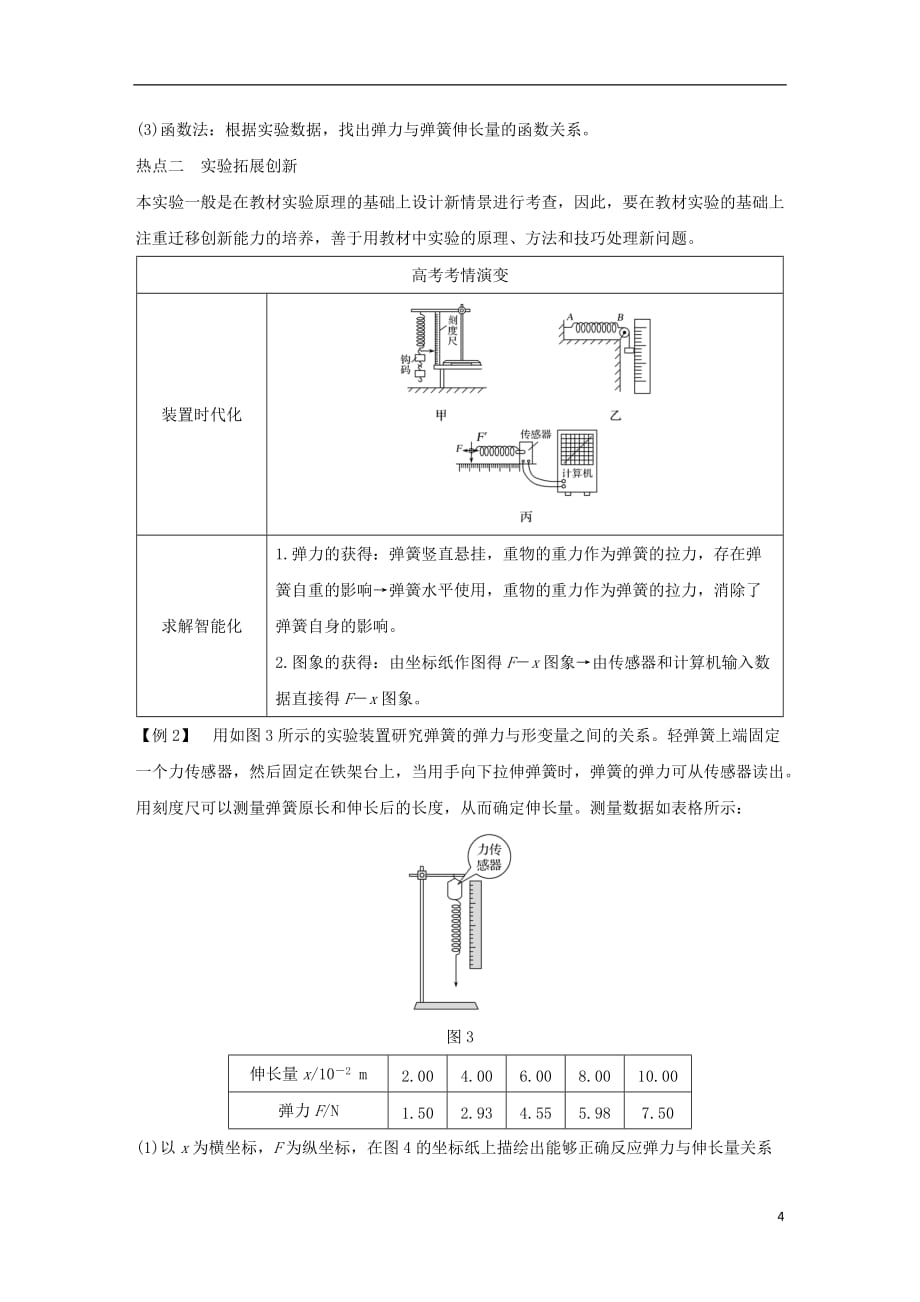 高考物理总复习第二章相互作用实验二探究弹力和弹簧伸长的关系学案_第4页