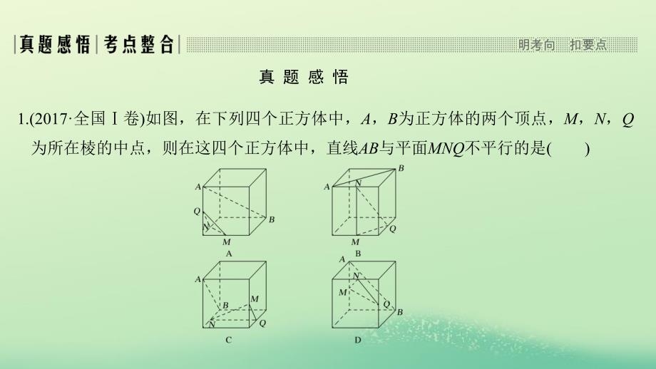 高考数学二轮复习专题三立体几何第2讲空间点线面的位置关系课件_第3页