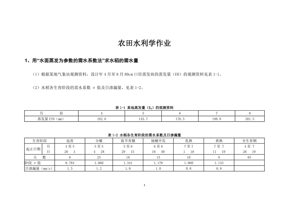 农田水力学作业20143答案.doc_第1页