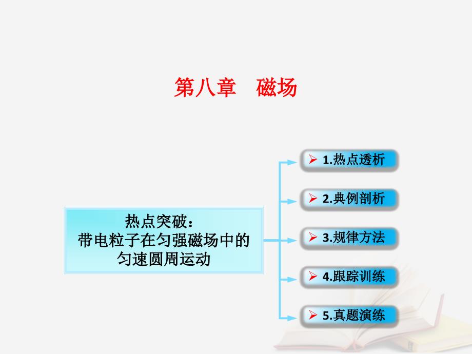 高考物理一轮总复习第八章磁场第3节课时1带电粒子在匀强磁场中运动的临界及多解问题：带电粒子在匀强磁场中的匀速圆周运动问题课件鲁科版_第1页