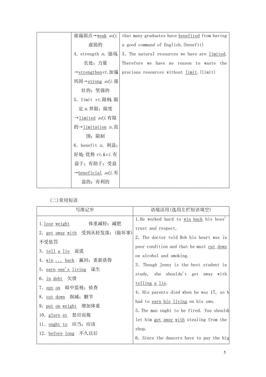 高考英语一轮复习Unit2Healthyeating讲义新人教版必修3_第5页