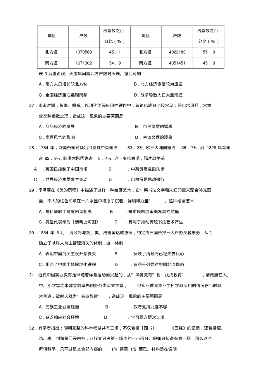 四川省2018-2019学年高二下学期第二次月考历史试题(含答案)_第2页