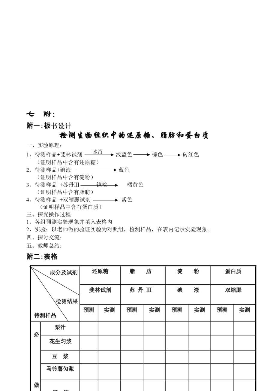 检测生物组织中的还原糖、脂肪、蛋白质-说课稿_第5页