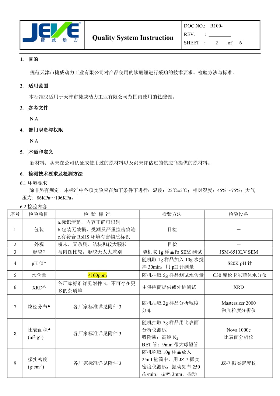 钛酸锂检验标准-2011.3.24_第2页