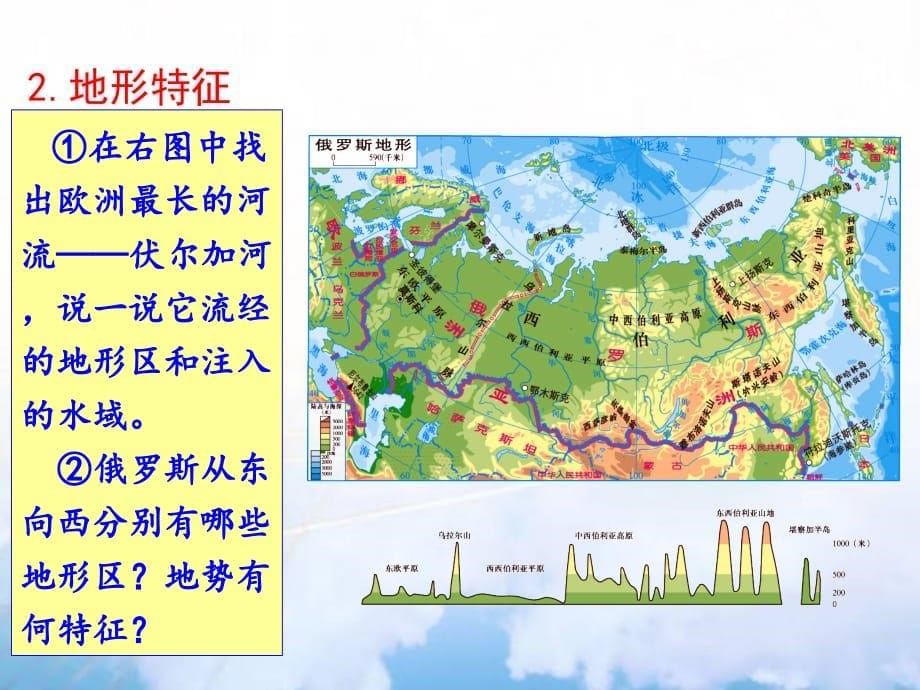 最新湘教版七年级下册地理第八章第三节第1课时俄罗斯的位置、地形、气候和自然资源 精品课件_第5页