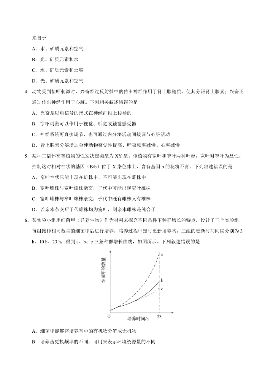2019年福建高考生物试题_第2页