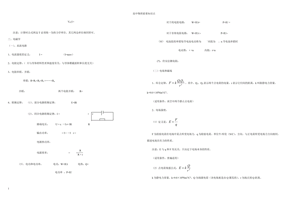 2018高中物理公式重要知识点汇总教学幻灯片_第4页