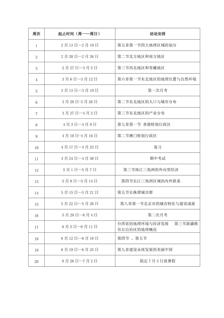 湘教版八年级下册地理个人教学计划_第2页