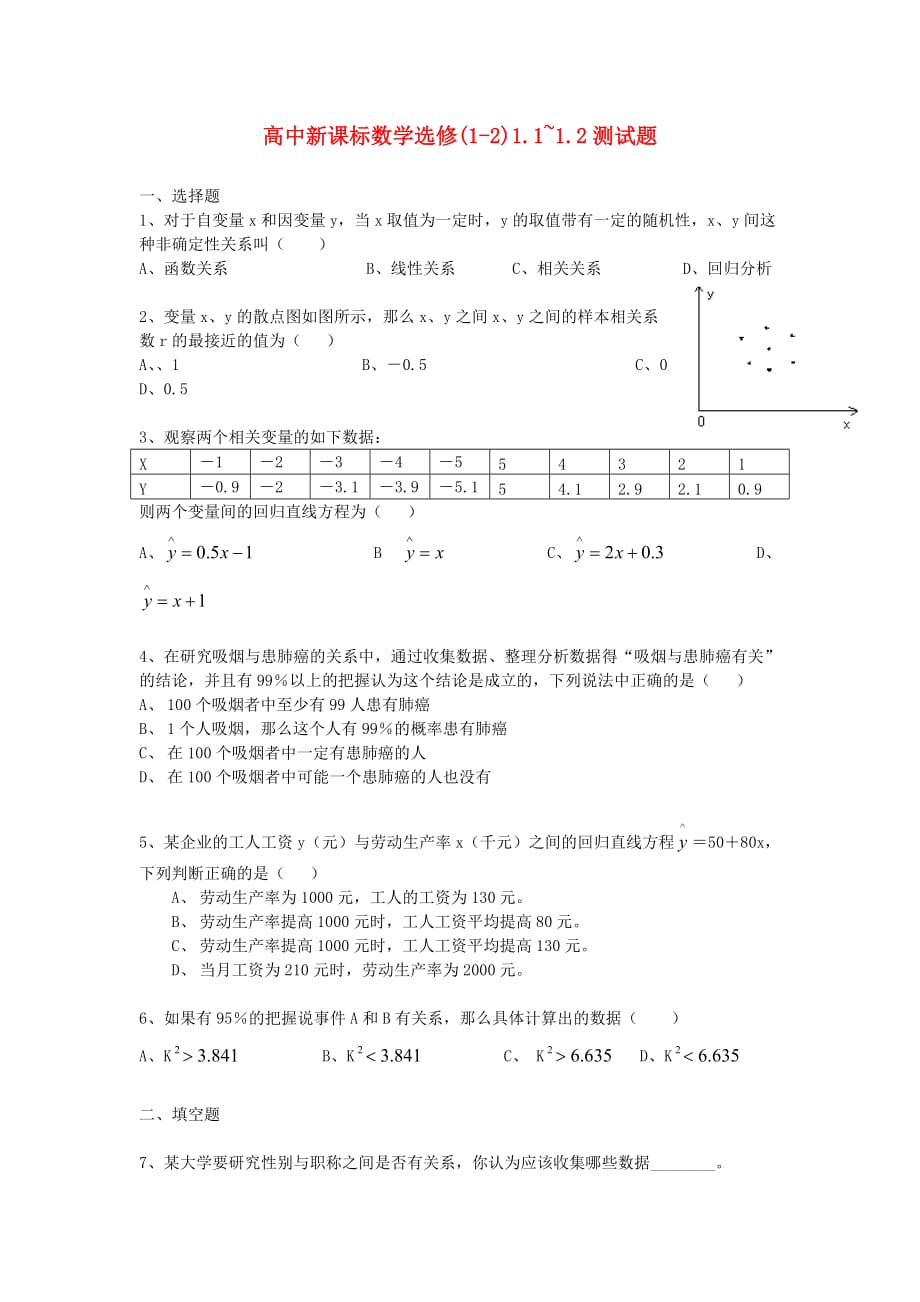 高中数学《统计案例》同步练习6 新人教A版选修1-2_第1页