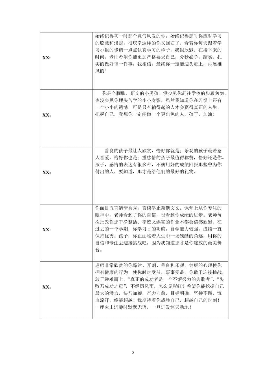 优秀班主任的学生评语_第5页