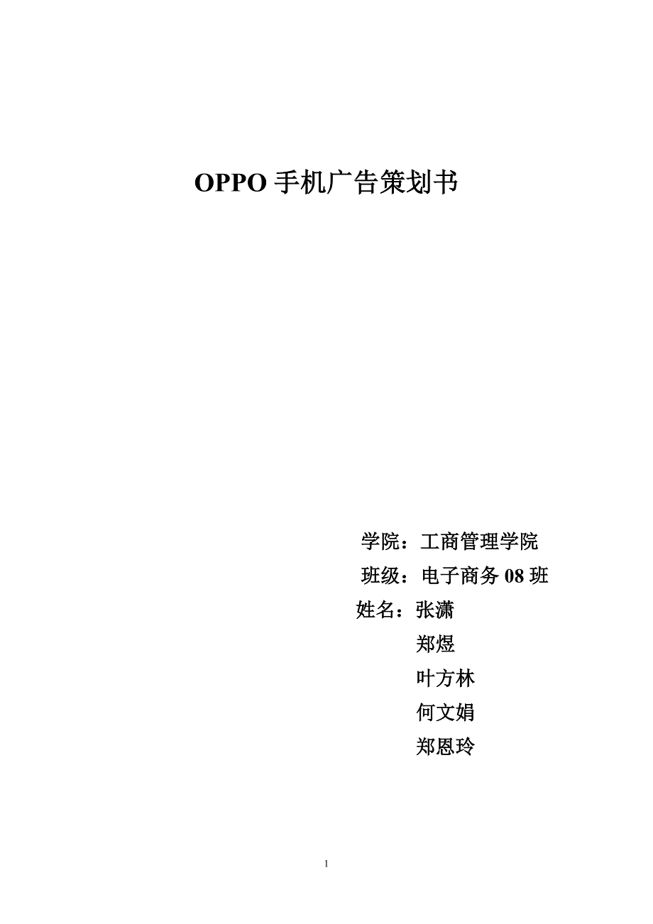 OPPO手机网络广告策划书_第1页