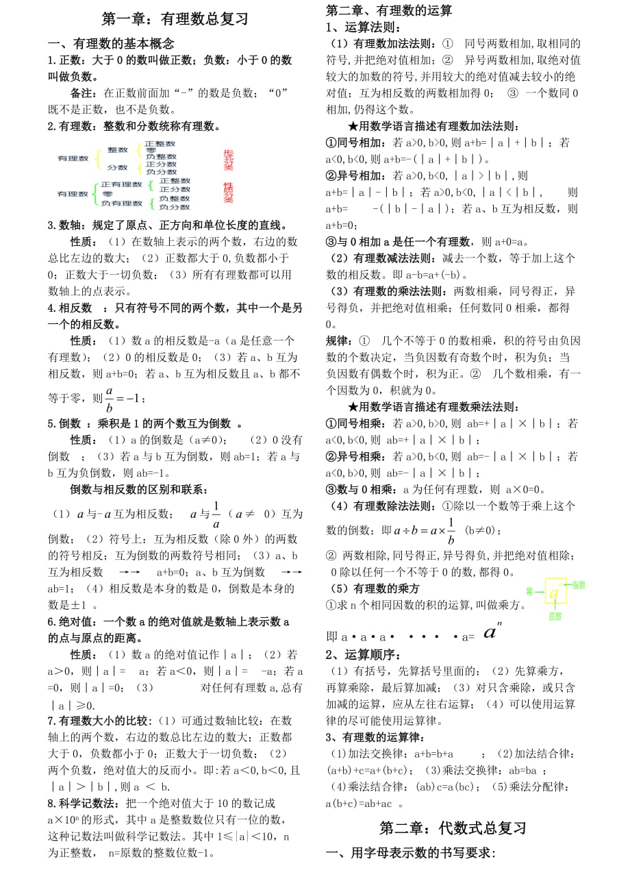 湘教版七年级数学上册知识点总结_第1页