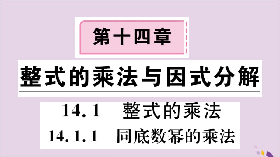 （通用）八年级数学上册14.1整式的乘法14.1.1同底数幂的乘法习题讲评课件（新版）新人教版_第1页