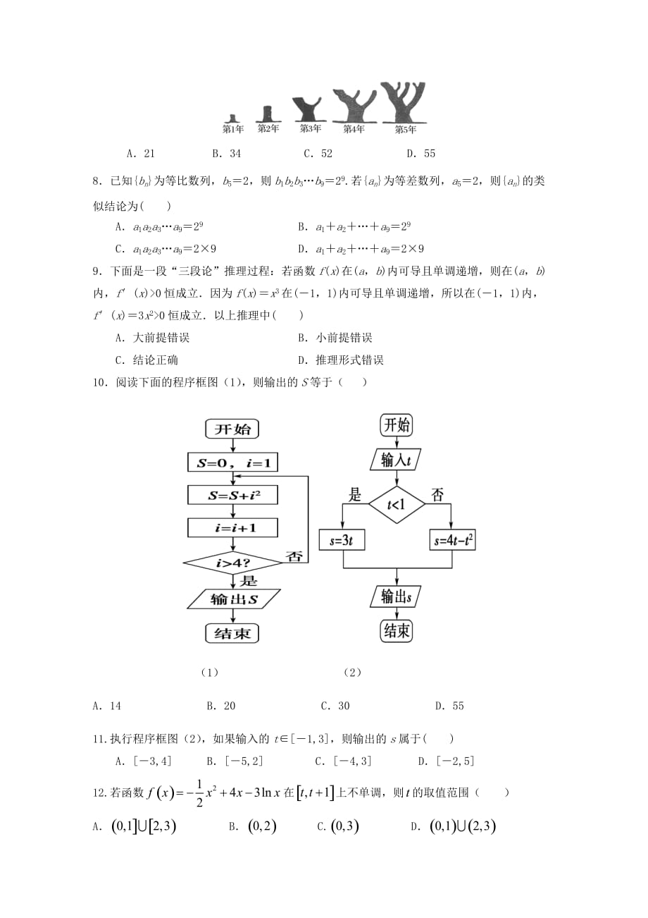河南省2020学年高二数学3月月考试题 文（无答案）_第2页