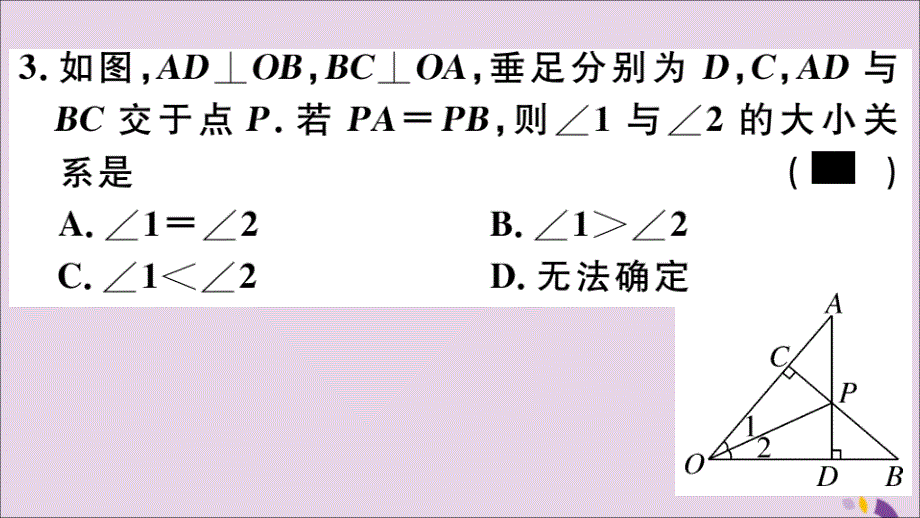 （通用）八年级数学上册12.3角的平分线的性质第2课时角平分线的判定习题讲评课件（新版）新人教版_第4页