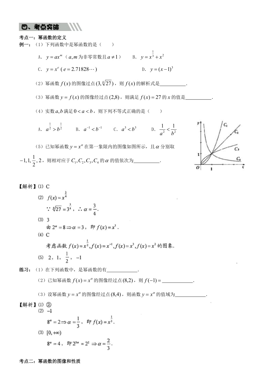 （秋林花苑）高中数学 同步辅导讲义 第六讲 幂函数与复合函数初步_第3页