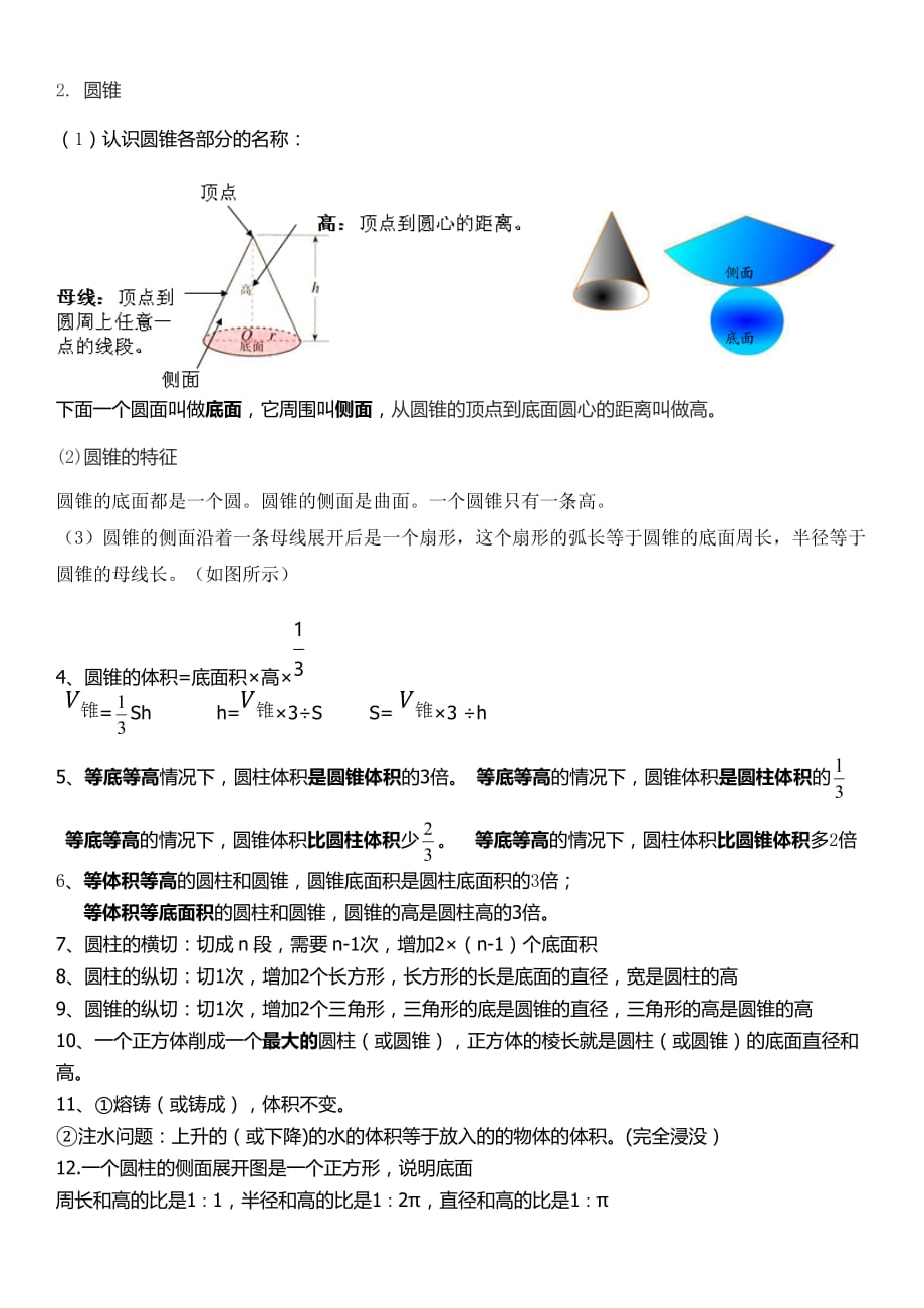 六年级几何圆柱与圆锥讲解_第2页