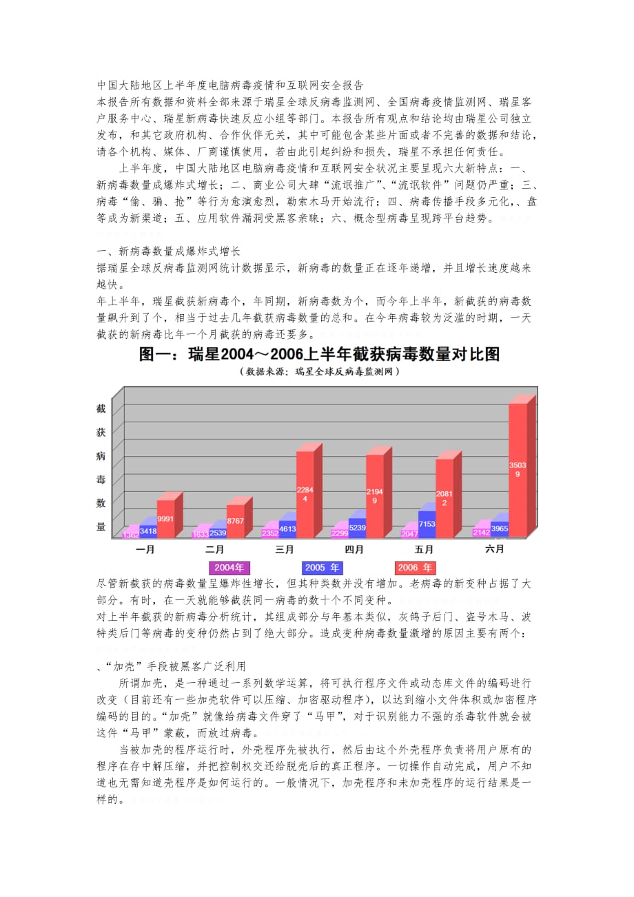 中国大陆地区上半年度电脑病毒疫情和互联网安全报告_第1页