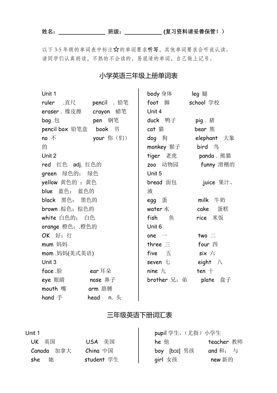 新版PEP小学英语(3-5年级)单词表最新修改_第1页