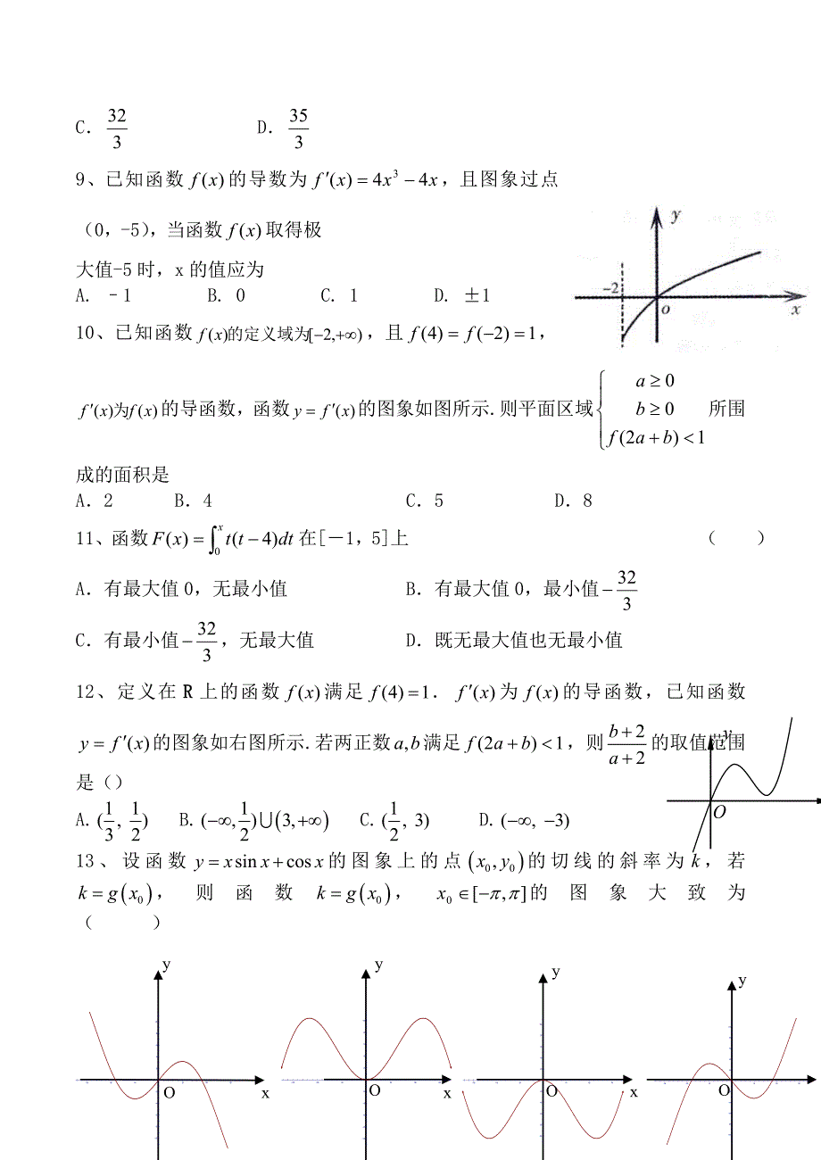 2020年高考数学二轮专题训练：导数的应用_第2页