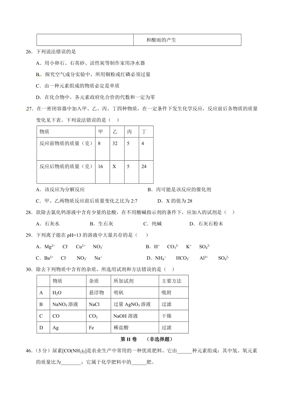 2017学年中考真题精品解析 化学（四川巴中卷）（原卷版）.doc_第2页