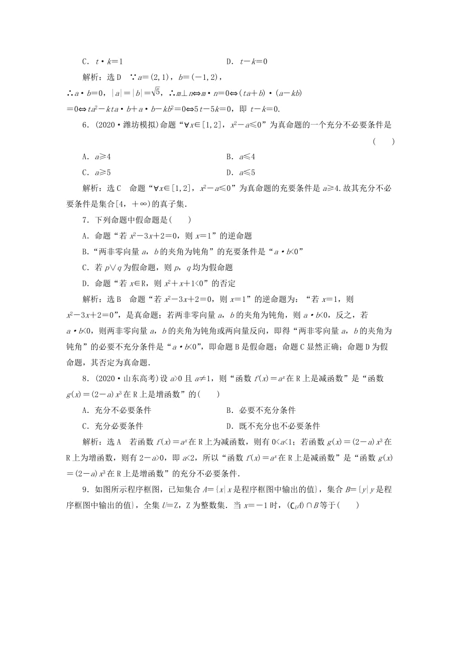 2020年高考数学二轮复习 阶段一 专题一 第一节配套课时作业 理_第2页