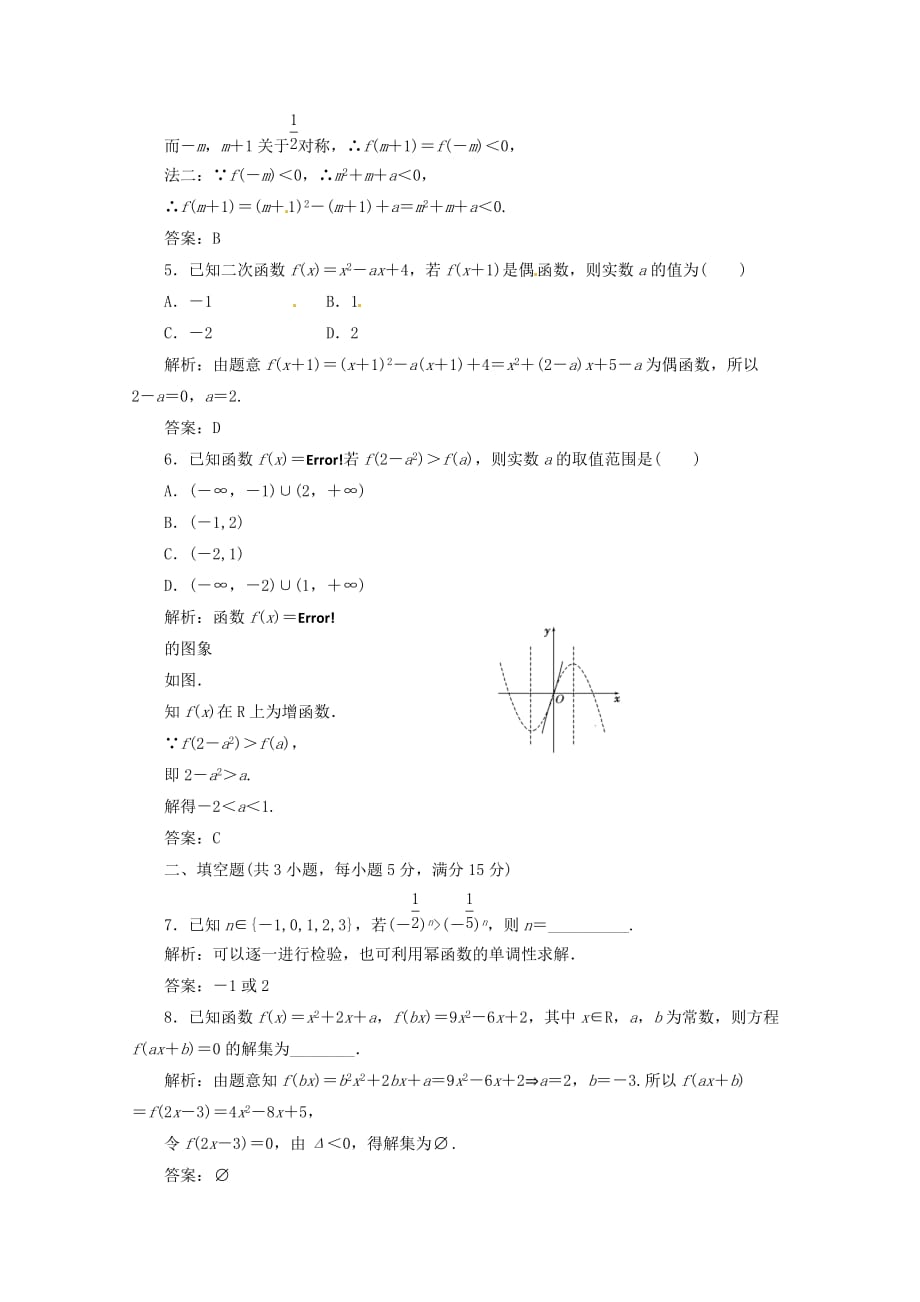 2020高三数学一轮复习课时限时检测 第二单元 幂函数_第2页