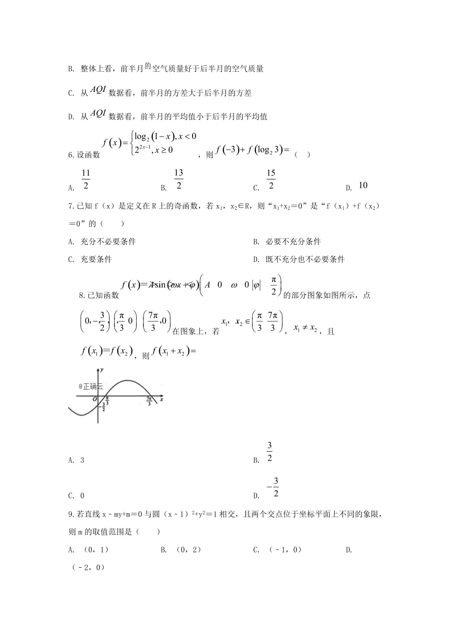 四川省遂宁市2020届高三数学第二次诊断性检测试题 文_第2页