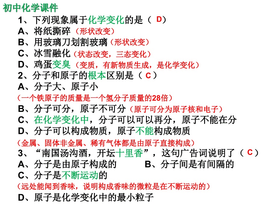 初中化学前五单元测试题课件（精析）_第1页