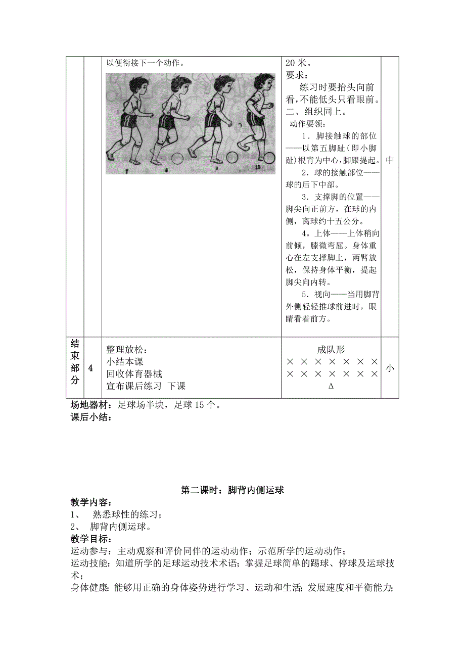 小学足球专项课(运球)教案汇总_第2页