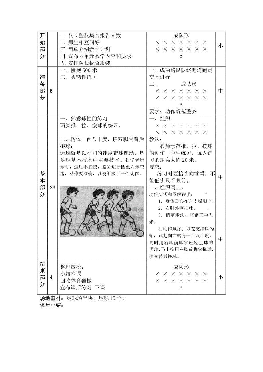 小学足球专项课(运球)教案汇总_第5页