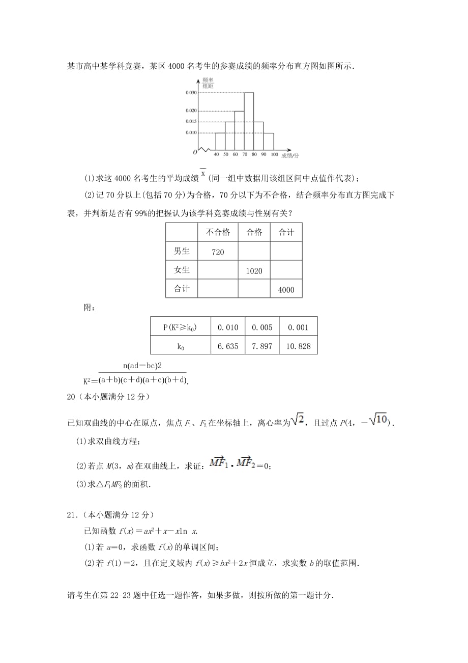 湖南省茶陵县第三中学2020届高三数学第三次月考试题 文_第4页