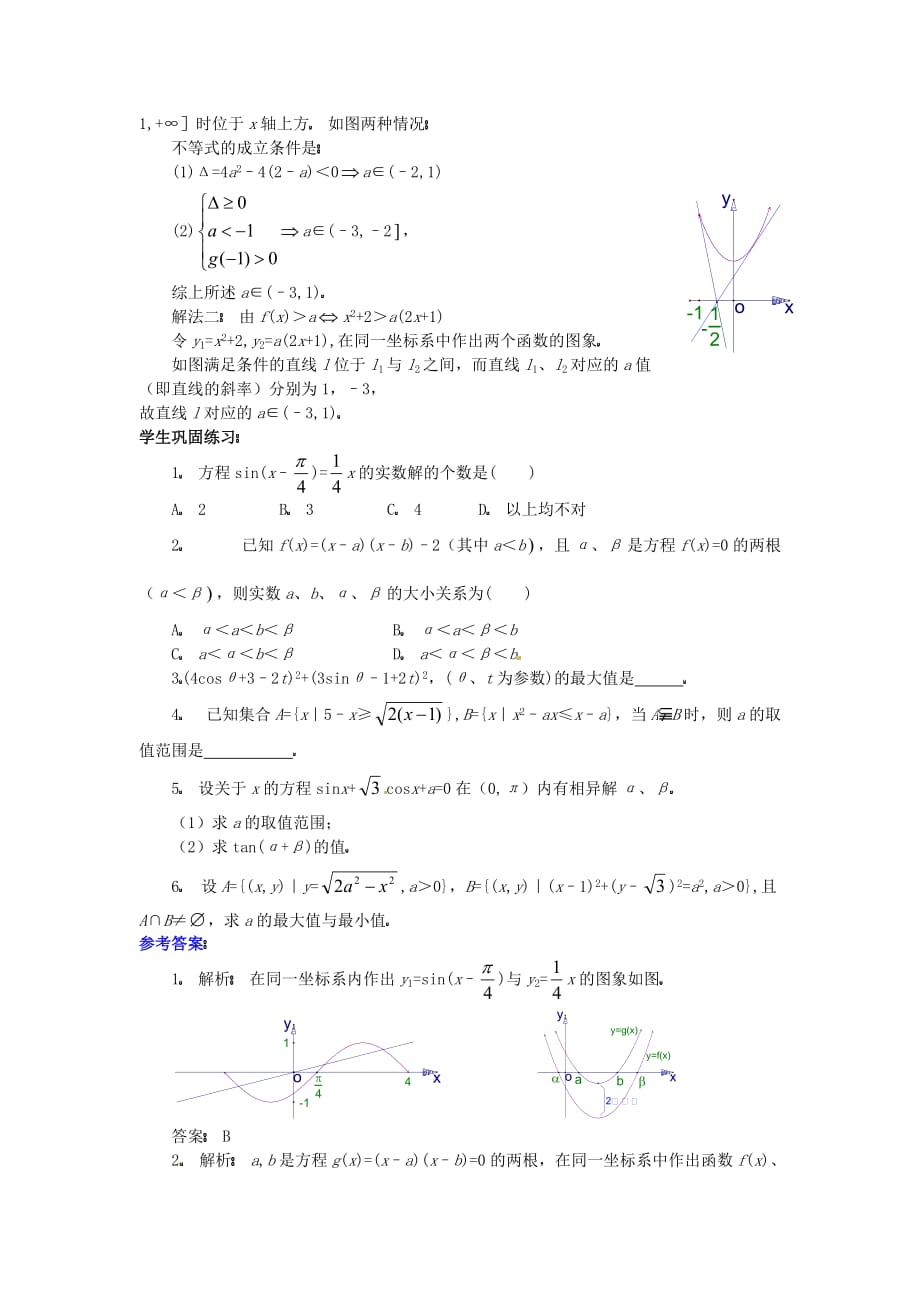 湖南省长沙市望城区白箬中学高三数学第二轮专题讲座复习 数形结合思想_第3页