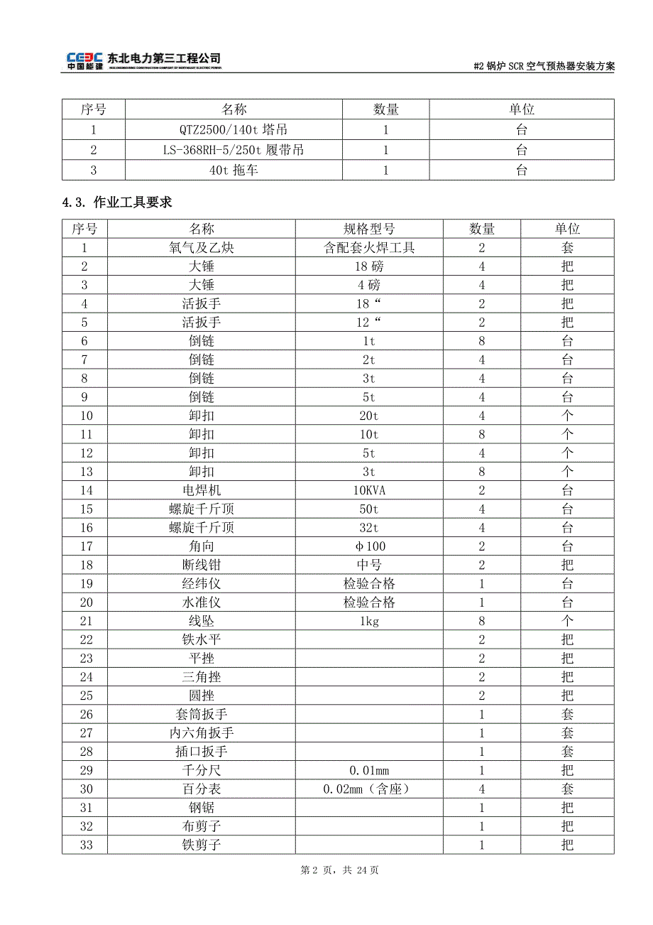 电厂一期2立方660MW机组工程#2锅炉SCR空气预热器安装方案.doc_第3页