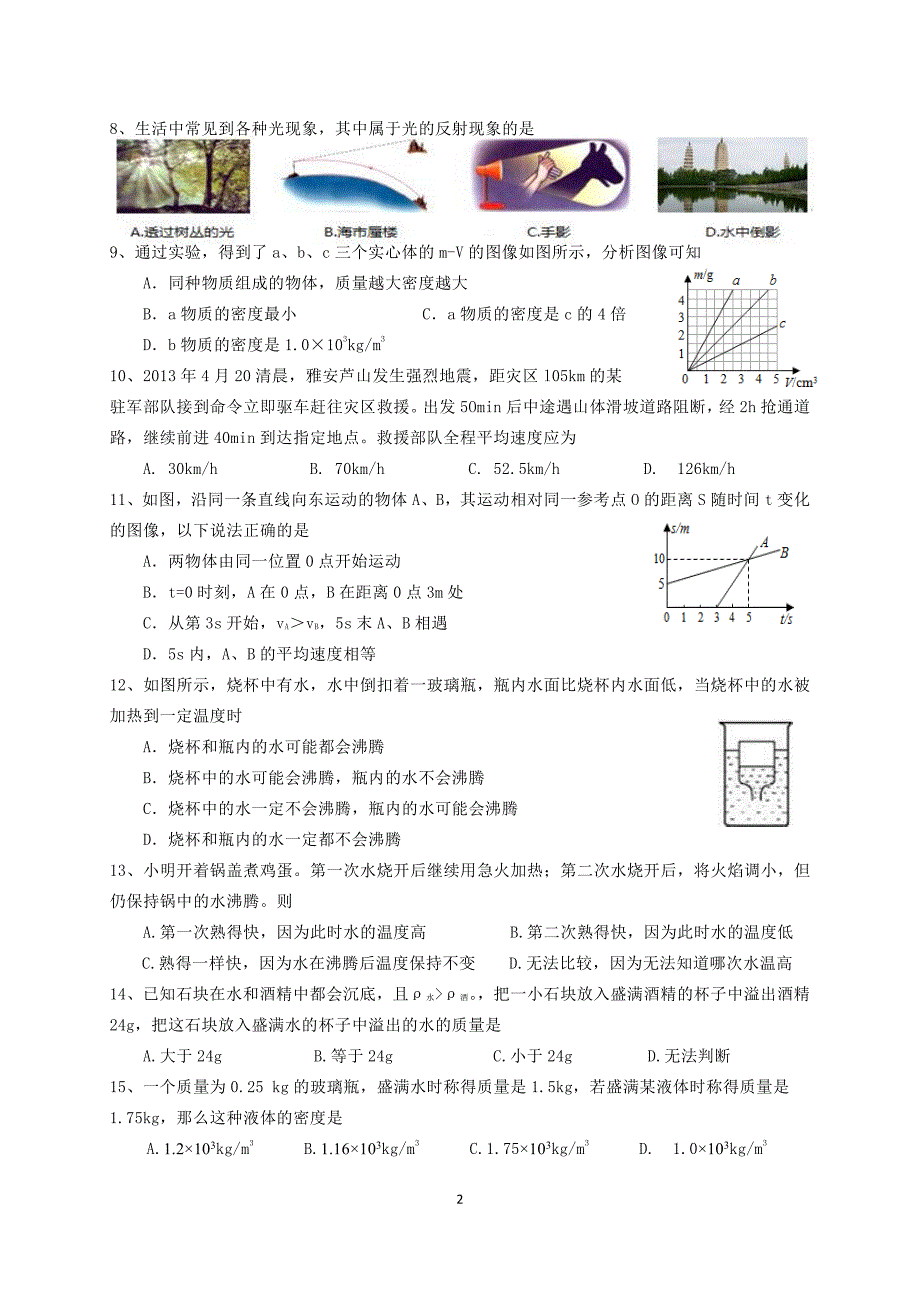 四川昭觉中学八级物理入学考试pdf.pdf_第2页