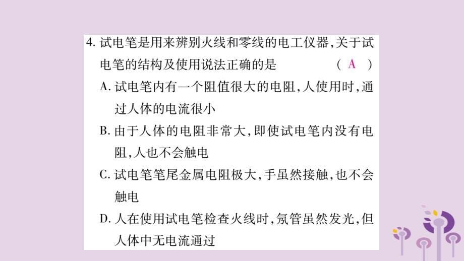 秋九级物理全册第十九章生活用电检测题新.ppt_第5页