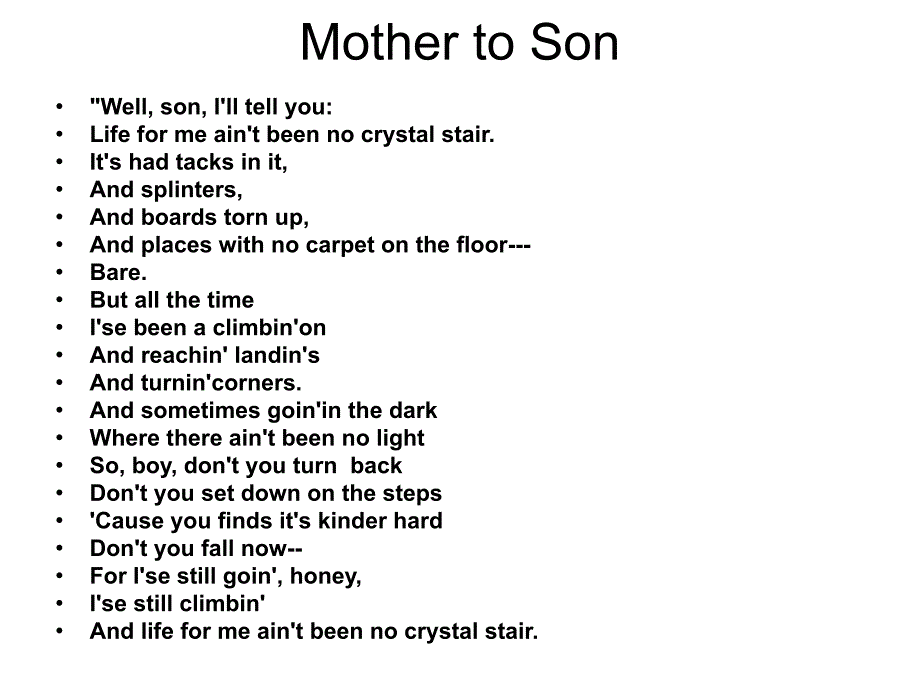 Mother to Son 诗歌翻译赏析_第2页