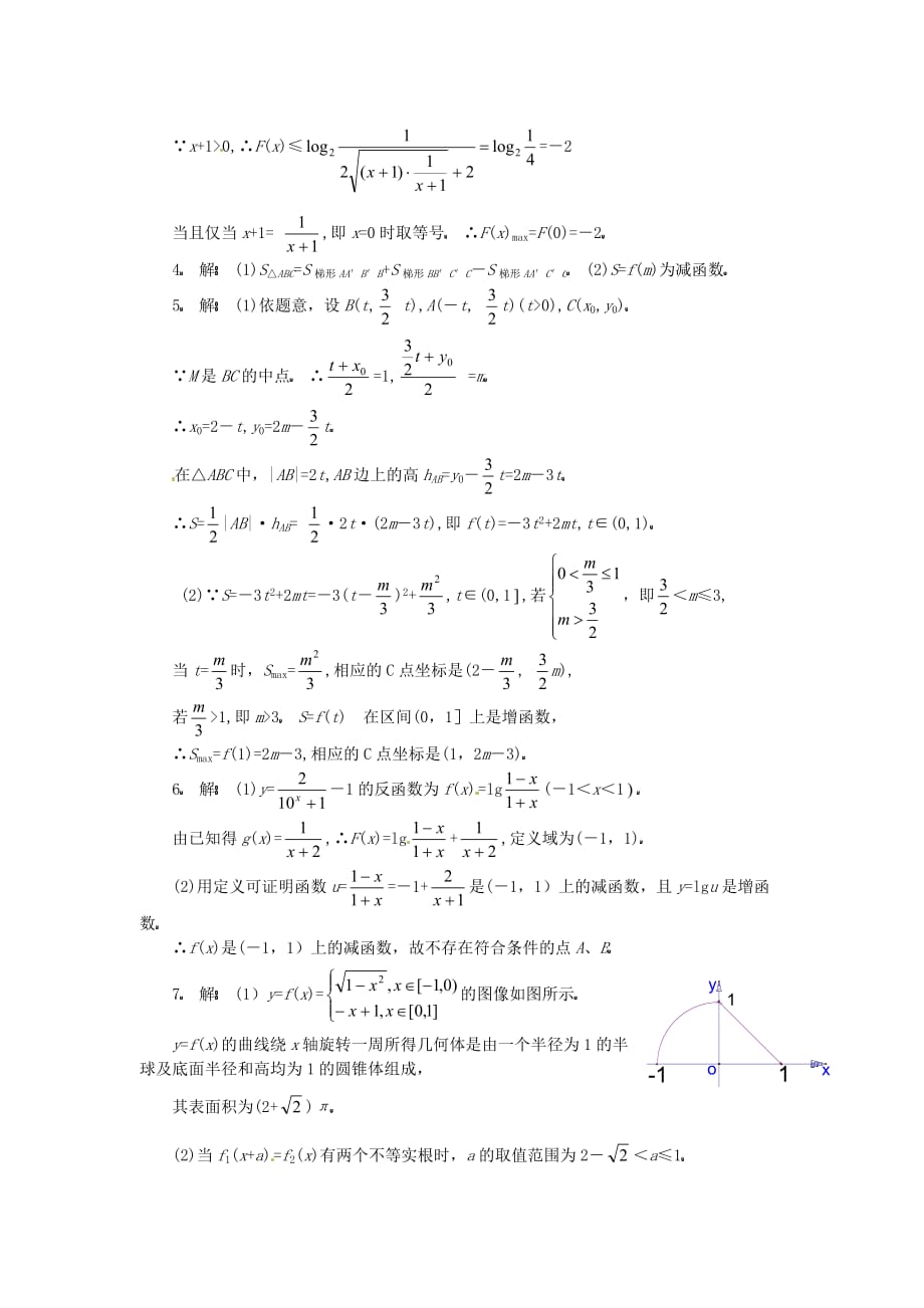 湖南省长沙市望城区白箬中学高三数学第二轮专题讲座复习 函数图象及图象性质的应用_第4页