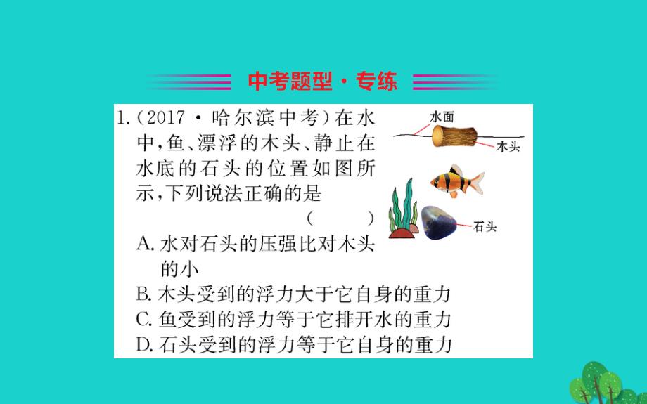 八级物理下册10.3物体的浮沉条件及其应用习题新 1.ppt_第2页