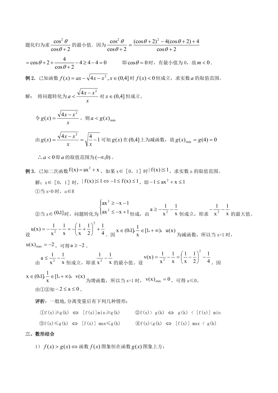 山东省烟台市芝罘区2020高三数学专题复习 函数（4）函数求参数范围问题解决方法及针对性练习_第2页