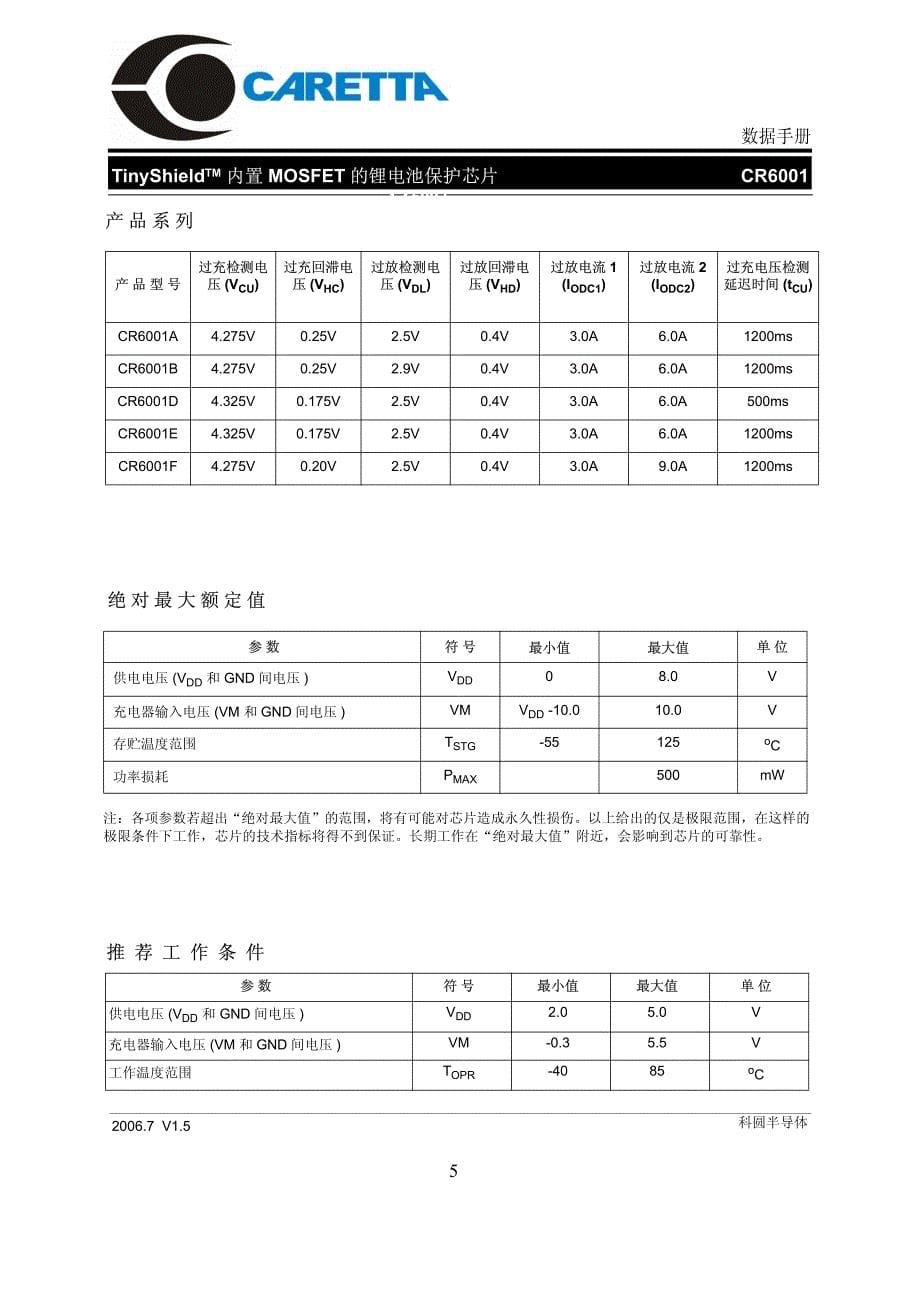 CR6001锂电池保护芯片_第5页