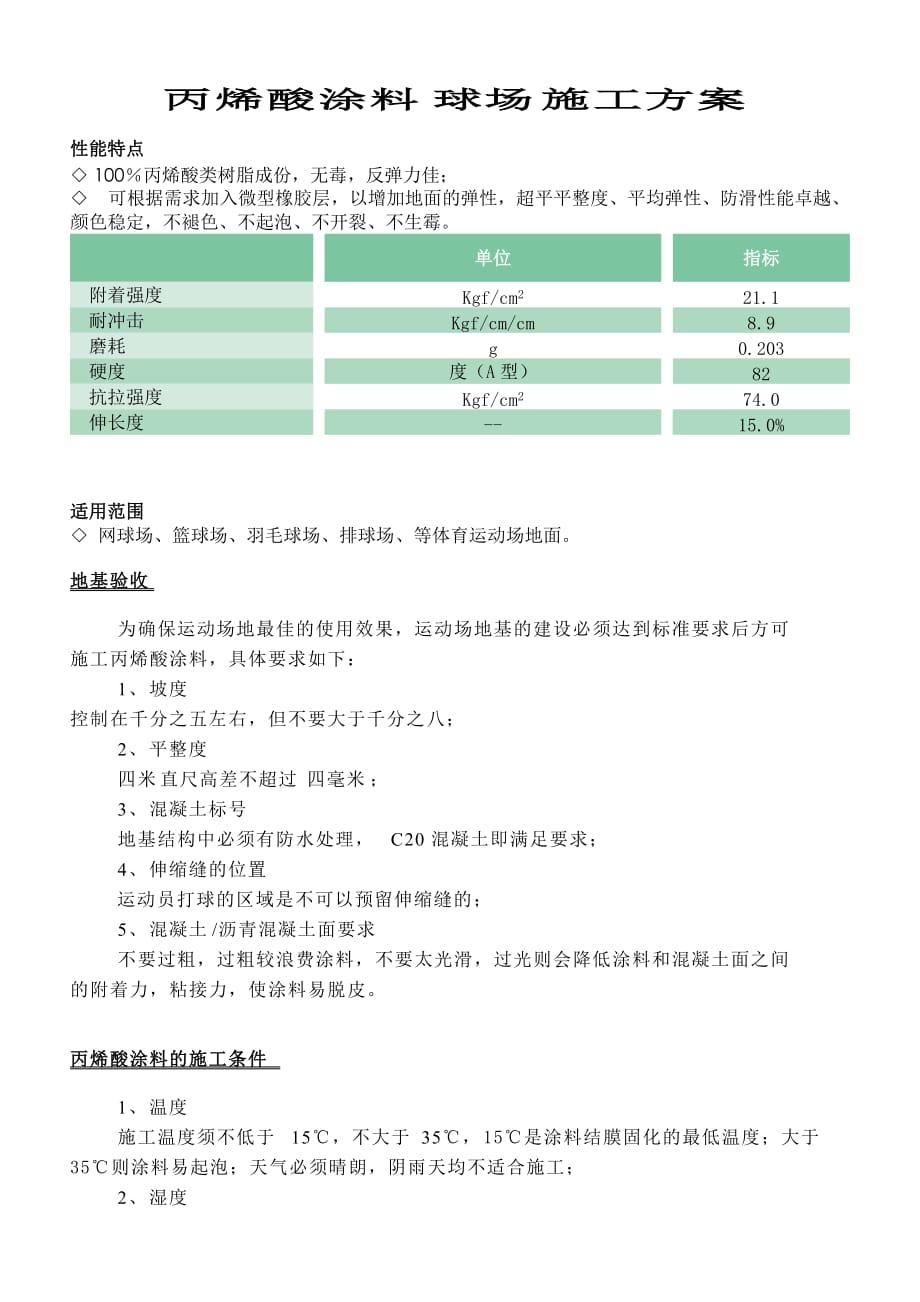 球场丙烯酸涂料施工方案(水性)_第1页