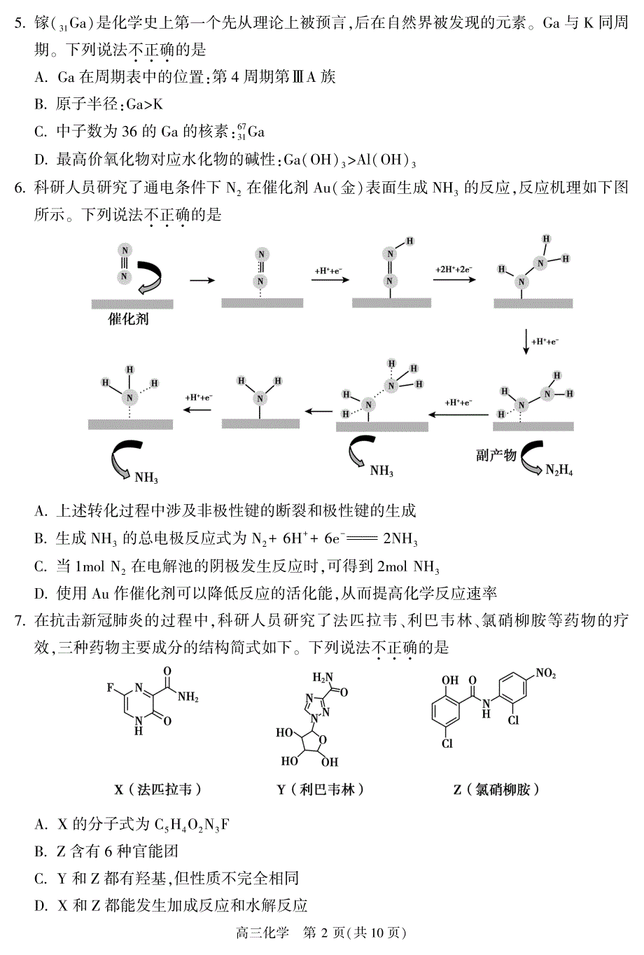 北京市朝阳区2020届高三第一次模拟考试及答案_第2页