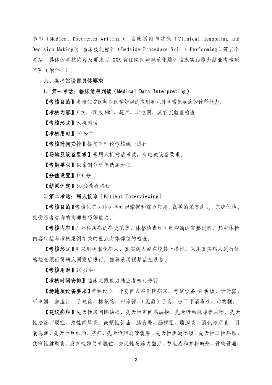 住院医师规范化培训结业考核临床实践能力考核规程儿外科_第2页