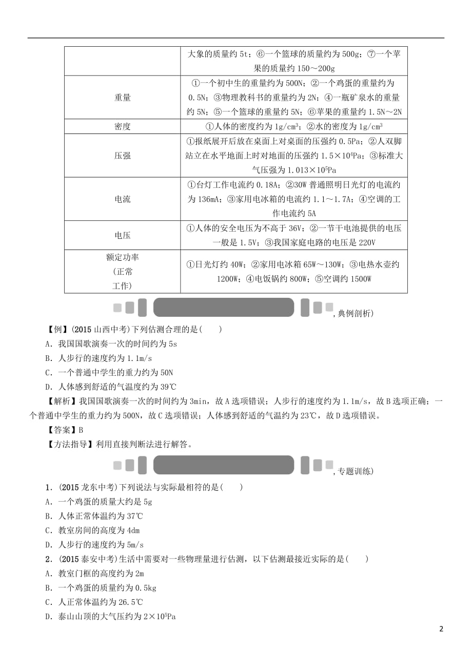 中考命题研究贵阳中考物理重点题型突破1估测题.doc_第2页