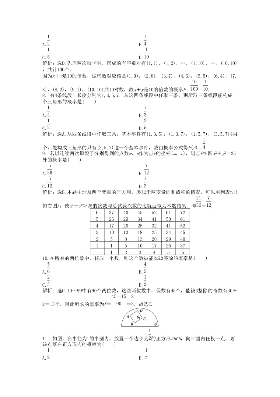 【优化方案】2020高中数学 第3章章末综合检测 新人教B版必修3_第2页